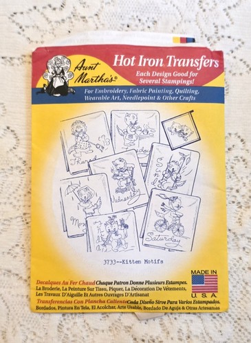 Aunt Martha's 3733 "Kitten Motifs" Hot Iron Transfers Embroidery Needlework
