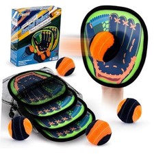 Toss and Catch Ball Set with 4 Soft Balls, Toddler 4 paddles 4 balls Green