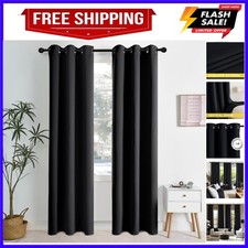 100 Black Out Curtains 84 Inches Long 2 Panels for Living Room, Bedroom, Off...