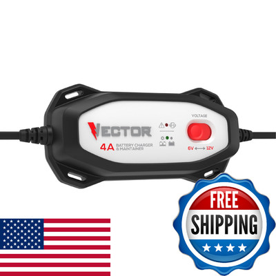 Vector VECBC4 4 Amp Battery Charger/Maintainer with 6V/12V Selector