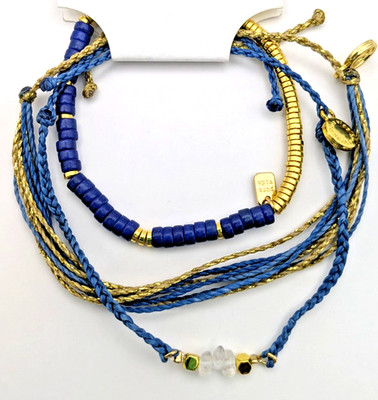 Pura Vida Bracelet NWT Monthly Club Gemstone Blue Gold Beach Friendship Jewelry