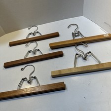 Lot of 5 Vintage Hardwood Spring Pants Hangers Each 11  -12  Long