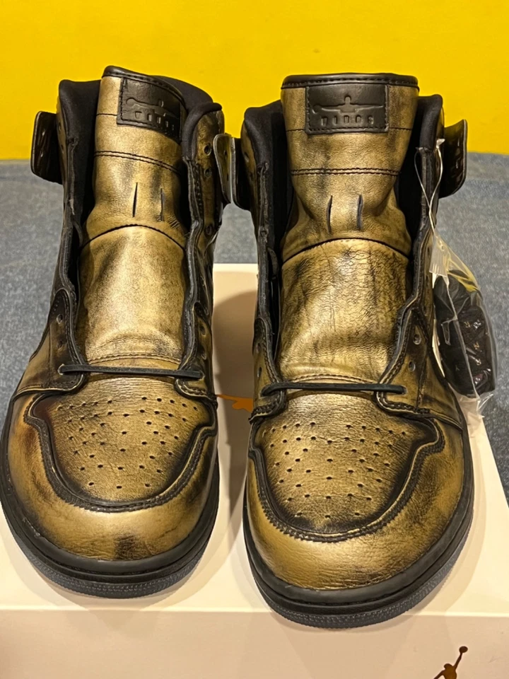 Nuevo Air Jordan 1 Retro OG Alas Altas Talla 13 DS Stock Muerto Cobre Dorado Raro Foto 2 de 4