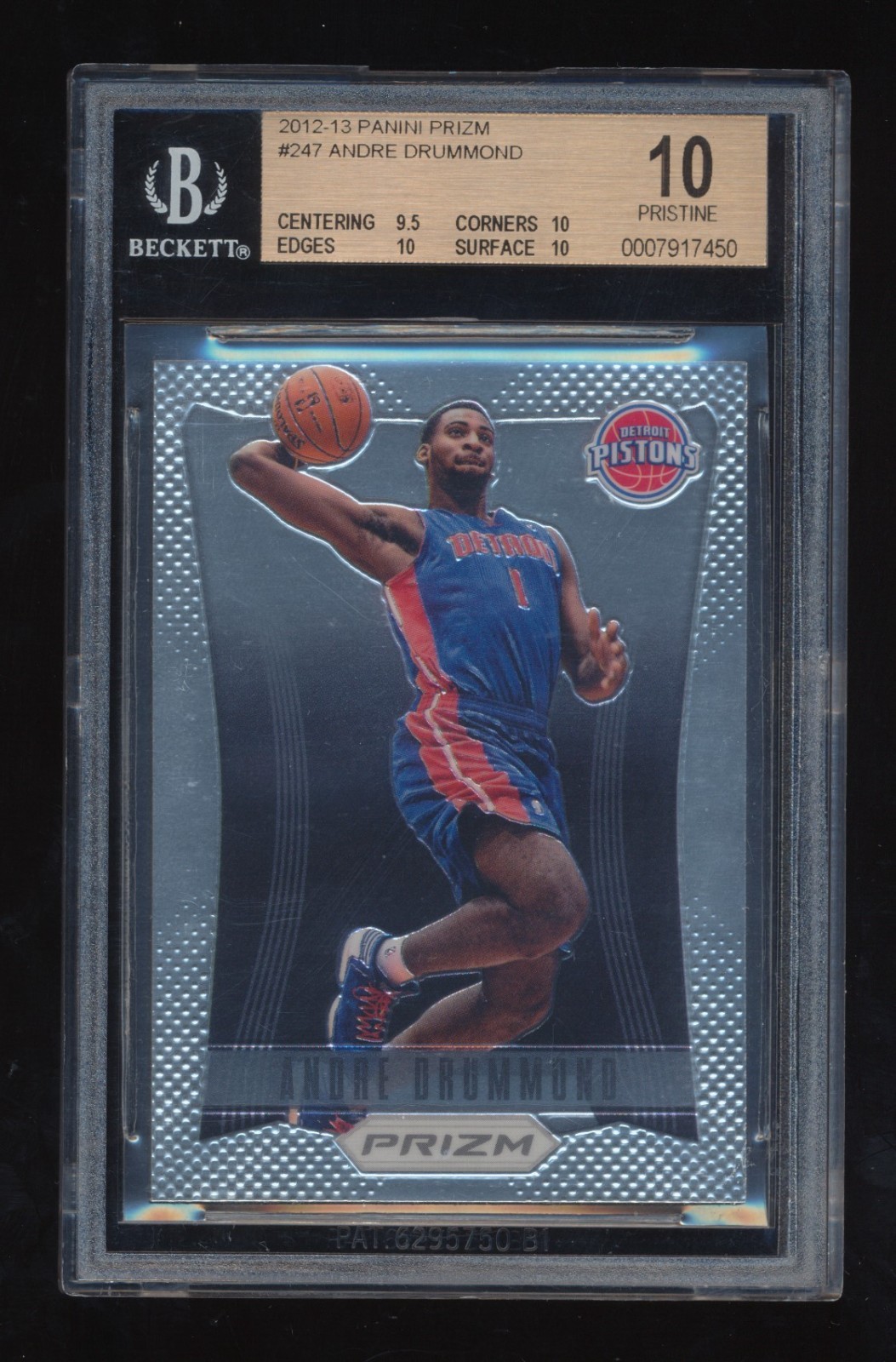 BGS 10    2012-13   Panini Prizm  Andre Drummond RC  # 247    Pristine
