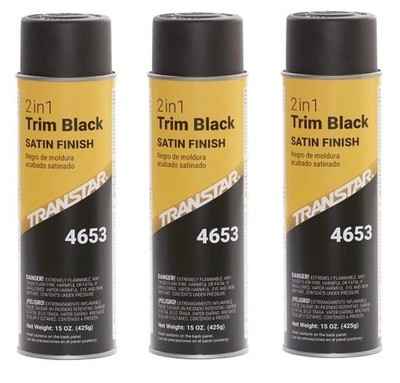 Transtar 4653 2 in 1 Trim Aerosol Satin Black (20 oz) (3 Pack)