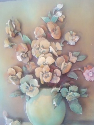 Lola Ades FLORAL 3D Still Life Signed Original On Wood