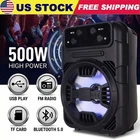 500W Portable Outdoor Bluetooth Speaker PA System Rechargeable FM Radio USB TF