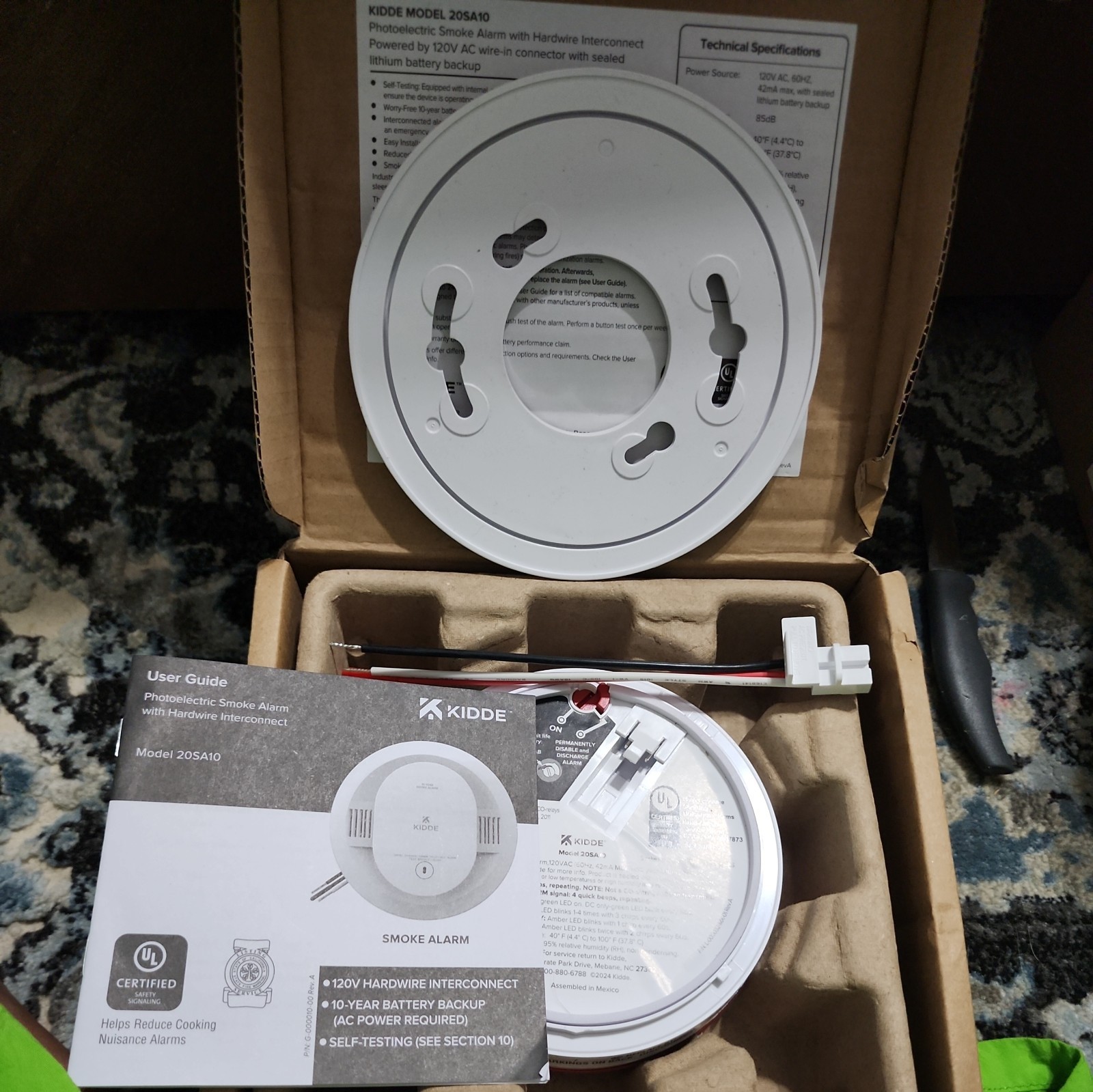 Kidde Smoke Detector 10 Year Battery Powered LED Warning Light Indicators 20SA10