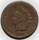 1877 Indian Head Cent - Scratched - Key Date - 1c Penny Coin