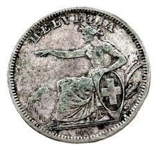 1 franco franco 1861 B Svizzera Suisse Helvetia seduto raro SS+
