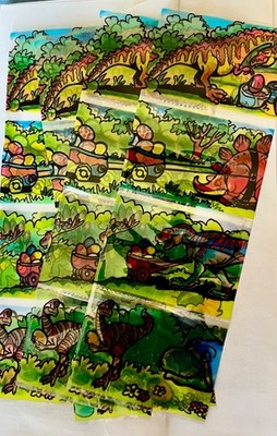 Vtg 80s Sun Hill Dinosaur Instant Egg Art Easter Wraps Sleeves Wrappers New 1987