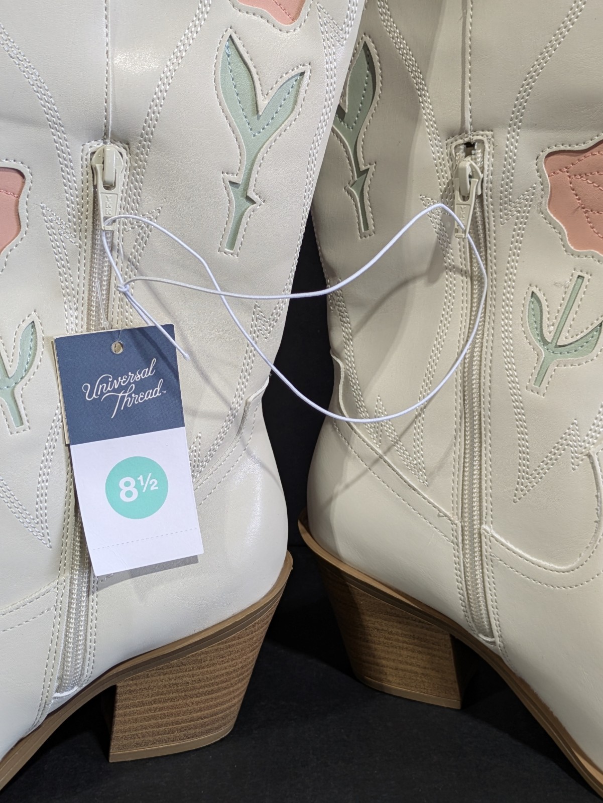 Universal Thread Womens Dixie Bone Floral Western Cowboy Boots Off White 8.5M thumbnail 15