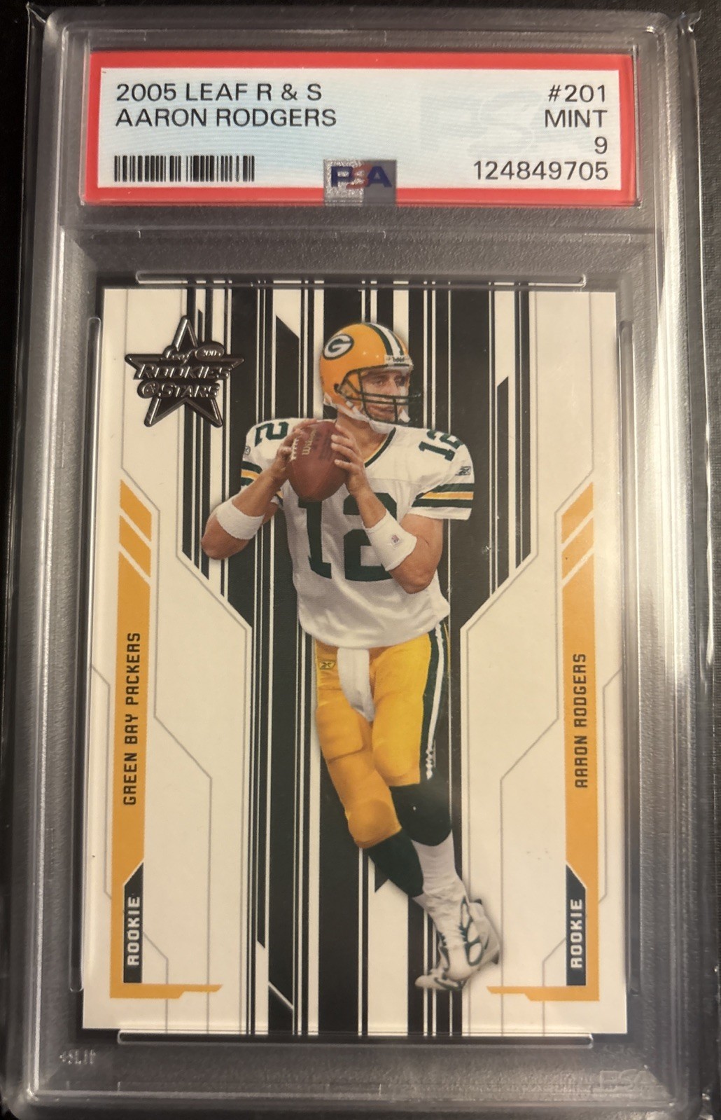 PSA 9 - 2005 Leaf Rookies & Stars AARON RODGERS Rookie (RC) /799 #201