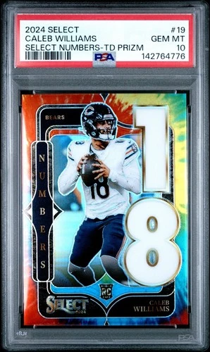 2024 Panini Select Select Numbers Caleb Williams #19 Tie-Dye Prizm 25 /25 PSA 10