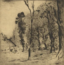 ARTUR HEN - House by the Forest - Etching - 1913