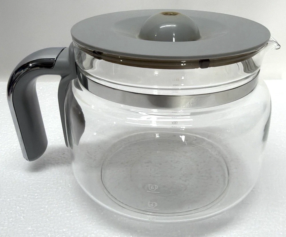 SMEG DCF02 10 Cup Drip Coffee Maker Carafe Replacement Glass Pot Gray Lid OEM