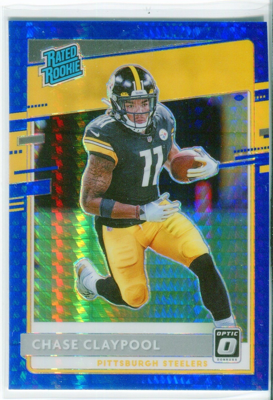 2020 Panini Donruss Optic Chase Claypool Blue Hyper Prizm Rookie Card - 600 DPI