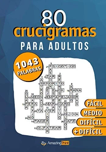 80 Crucigramas para adultos: 1043 palabras a descubrir (Spanish Edition) - Imagen 1 de 2
