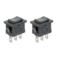 2Pcs Rocker Switch, ON/Off/ON, 3 Position, 3 Pin, 6A/250V, 10A/125V, KCD1 Toggle