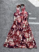Loft Ann Taylor Halter Neck Sleeveless Rustic Orange Silk Blend Midi Dress 6