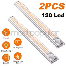 2-Pack LED Under Cabinet Lights, Rechargeable Motion Sensor, 3 Color Dimmable
