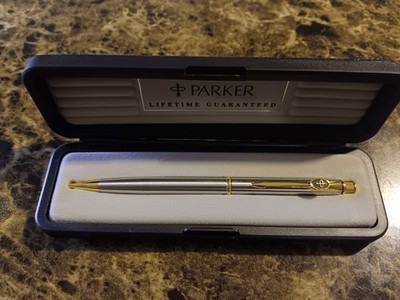 Vinrage Stainless Steel Gold Trim Parker Insignia Mechanical Pencil In Box