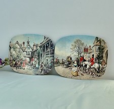 Tovagliette vintage scena di campagna supporto sughero anni 70 decorazione villaggio inglese