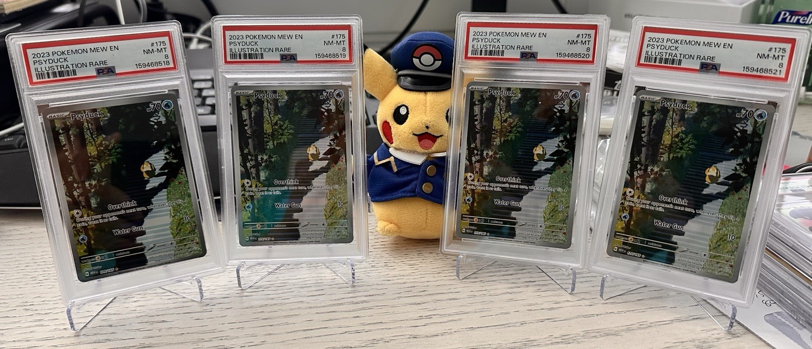 (4) 2023 Pokemon PSYDUCK #175/165 SV 151 Illustration Rare 🔥 Sequential - PSA 8