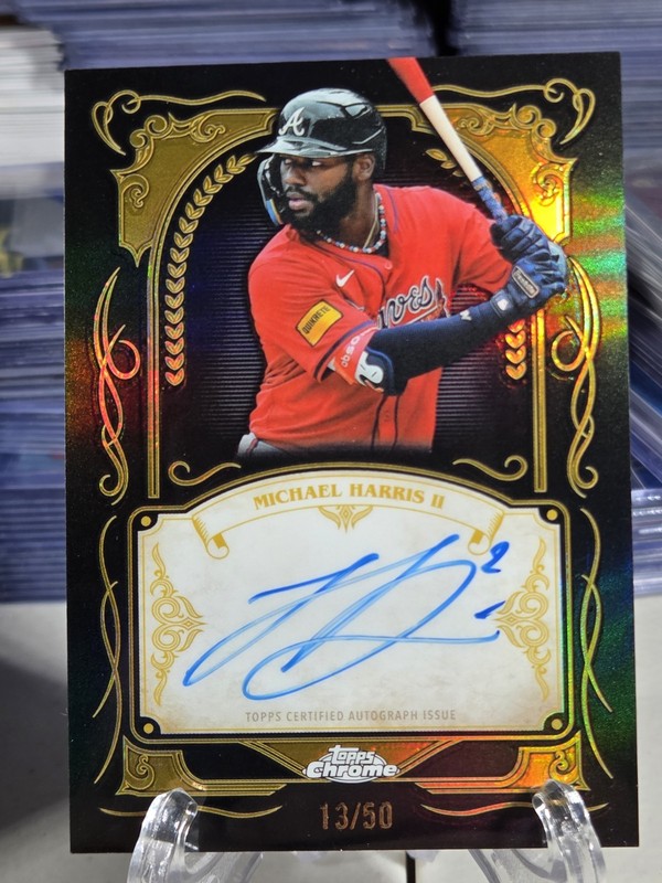 2026 Topps Chrome Baseball Michael Harris II Ink Strokes Gold Auto /50 Braves SP