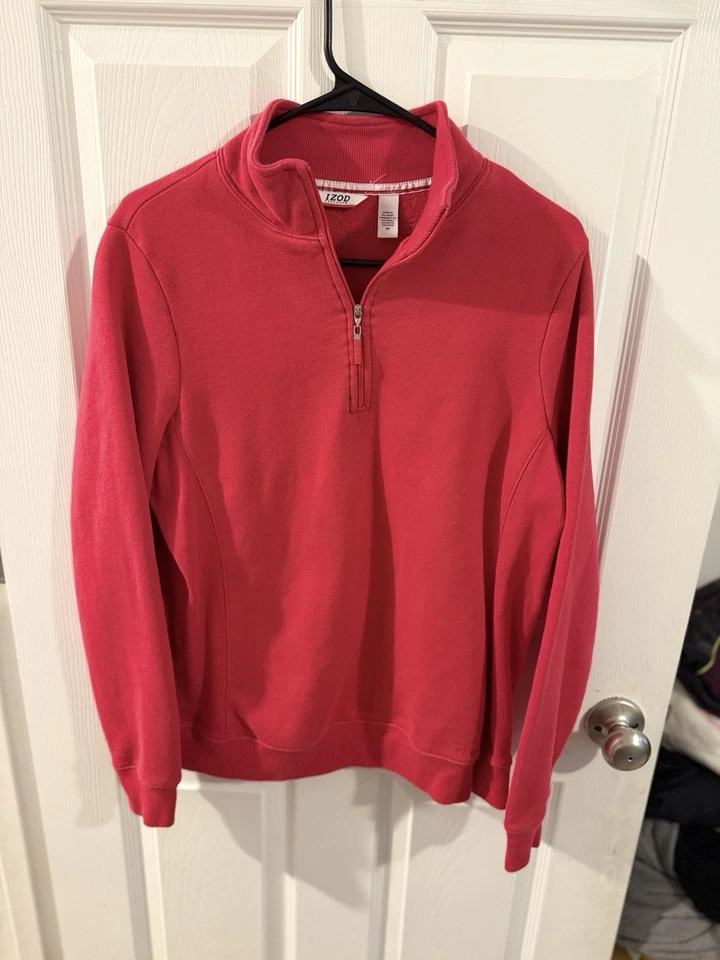 Sudadera pulóver roja con cremallera 1/4 IZOD Perform X para mujer ~ talla M Foto 2 de 4