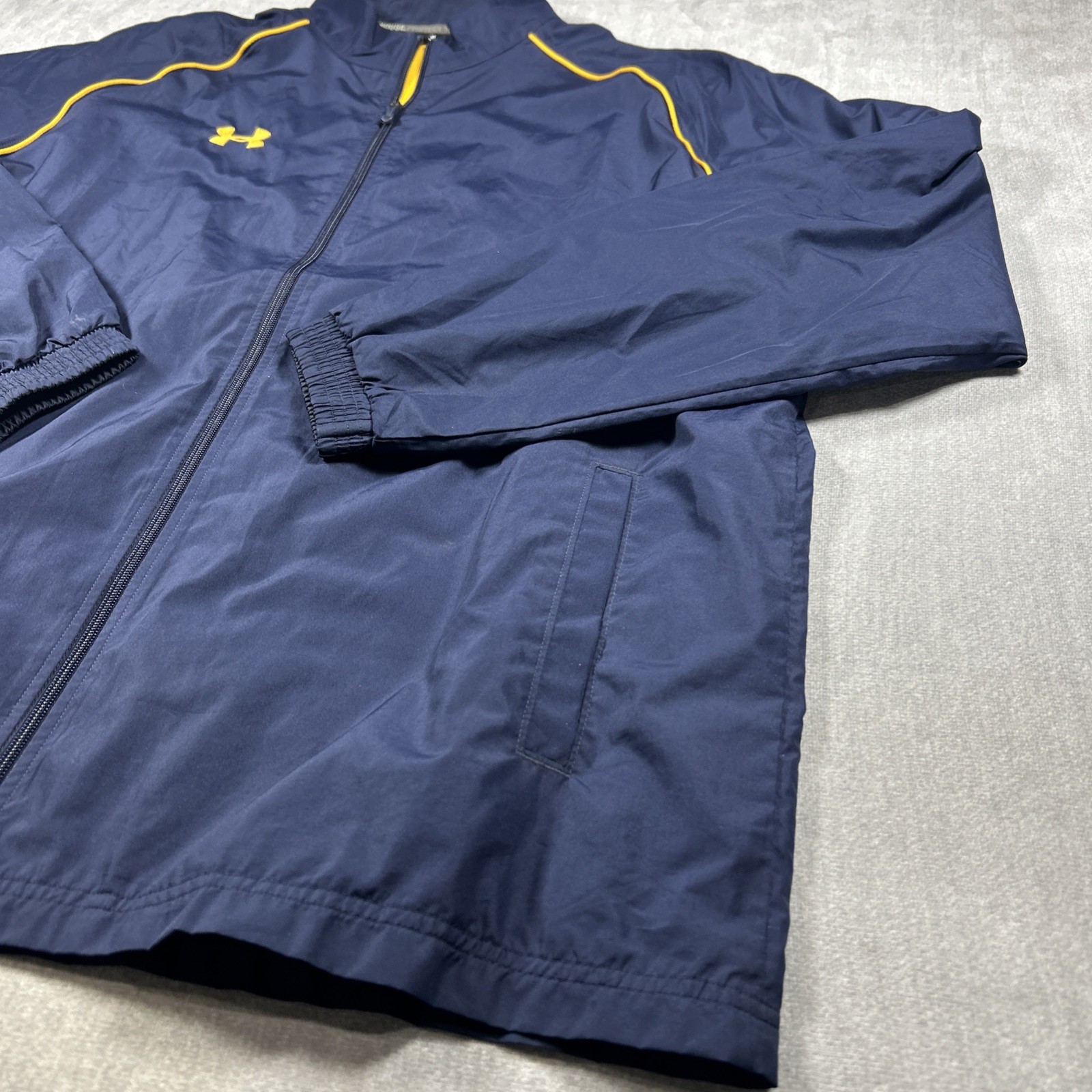 Under Armor Men's Blue Warm-Up Loose Athletic Jacket Size XL Wind Breaker thumbnail 3