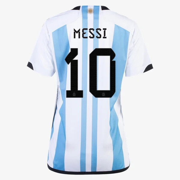 ARGENTINA 22 WINNERS HOME JERSEY WOMEN + MESSI NAME AND NUMBER *CHEAP*
