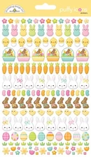 Stickers Puffy Doodlebug Bunny Hop Easter Eggs Flowers Baskets Carrots Chicks