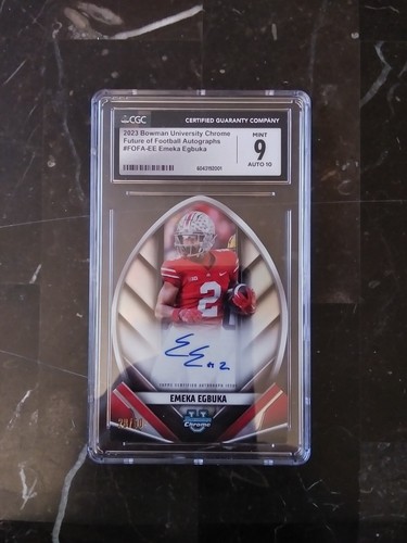 2023 Bowman University Chrome CGC Pop 1 of 1 #FOFA-EE /50 Emeka Egbuka CGC 9