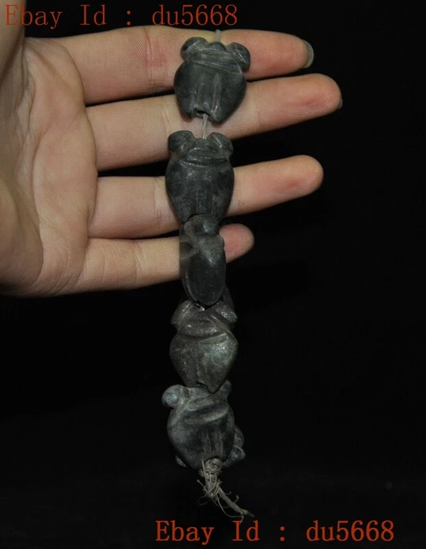 China Hongshan Cultura Meteorito Hierro Tallado Feng Shui Cicada Estatua Pulsera Foto 2 de 4