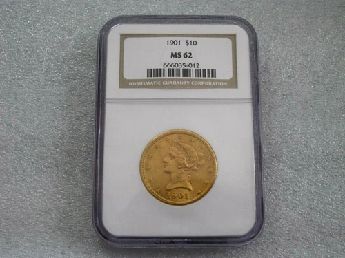 1901 $10 Dollars Liberty Gold Coin Eagle Coronet MS-62 NGC