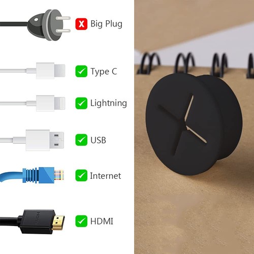 12 Pcs 1 Inch Flexibel Desk Grommet Cable Cord Hole Plug Wire Hole Cover - Picture 3 of 6