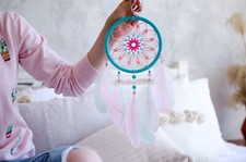 Girly Dream catcher Handmade  Mint Pink Mandala DreamCatcher Wall Hanging
