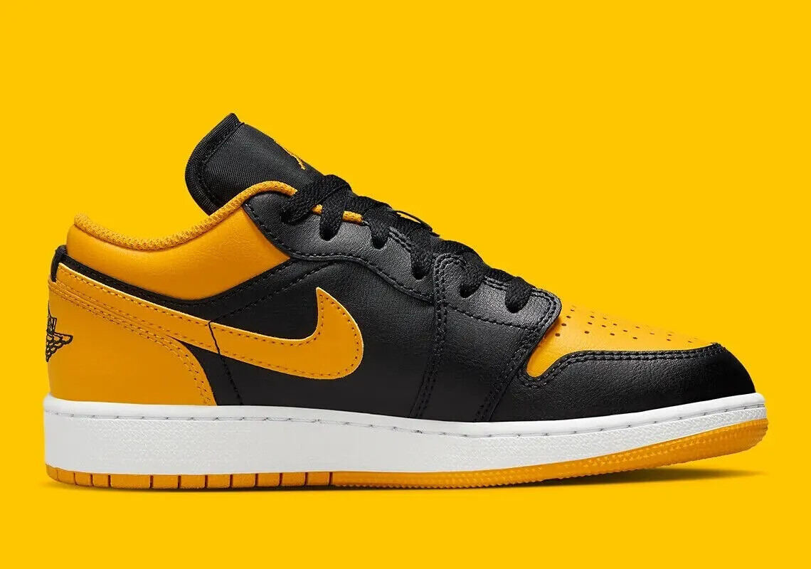 Nike Air Jordan 1 Low Black Yellow Ochre 553558-072 Men's Size | eBay