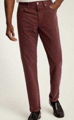 Bonobos Stretch Italian 5-Pocket Mens 30x32 Tailored Fit~ Ruby Port New R107