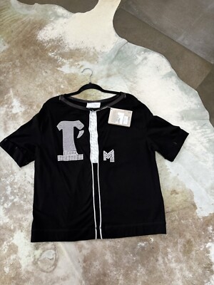 elisa cavaletti Shirt Schwarz Weiß Kette NEU S/M