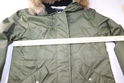 J CREW Perfect Winter Faux Fur Hooded Parka Jacket Size XXL Wild Olive Green - Picture 13 of 24