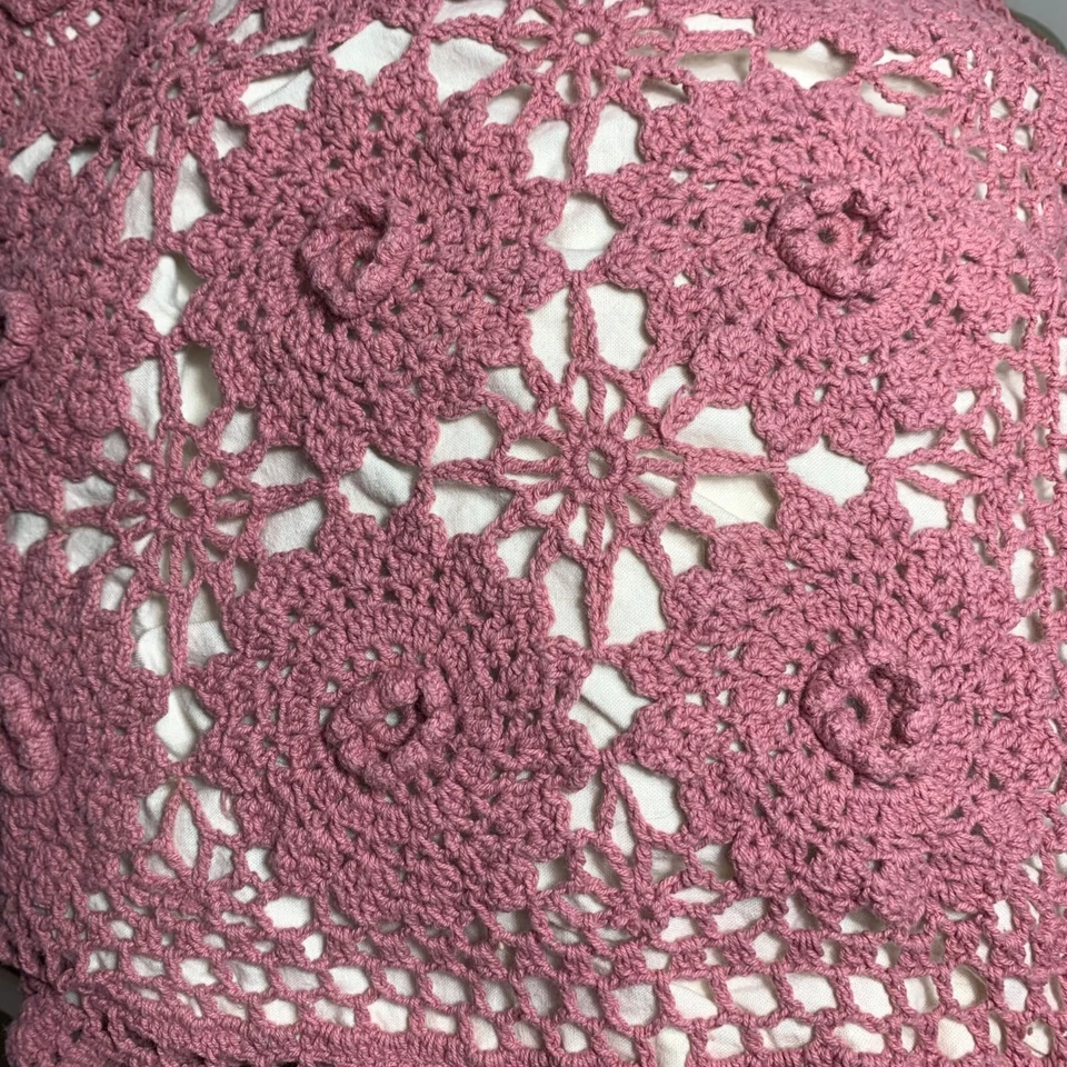 Juego de 2 fundas de almohada de ganchillo con ribete festoneado almohadas de tamaño estándar 100 % algodón Foto 2 de 4