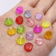 200 Mixed Color Transparent Acrylic Shell Beads 11mm DIY Bracelet Earring