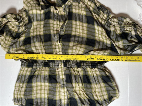 NWT! We The Free People e Pacific Dawn Black Green Plaid Shirt Wool NWT NEW - Picture 10 of 16