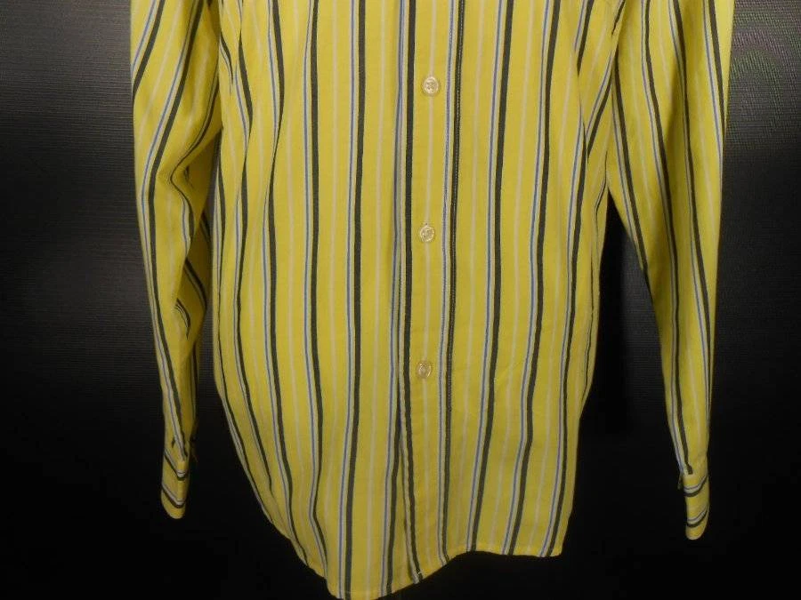 Красивая мужская рубашка XL Ralph Lauren Chaps в желтую полоску с длинным рукавом на пуговицах - Изображение 3 из 4