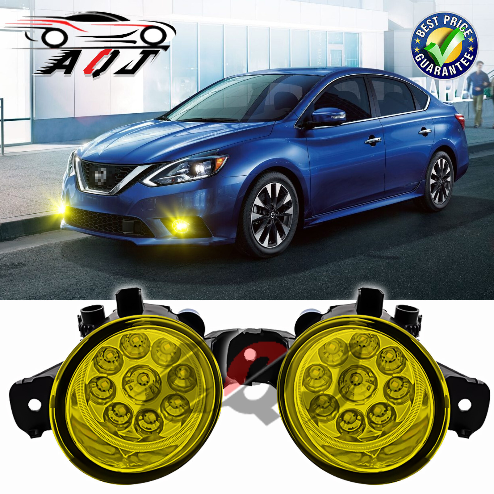 2x Yellow LED Fog Lights for Nissan Rogue 2008-2016 - Driver Side Bumper Lamps
