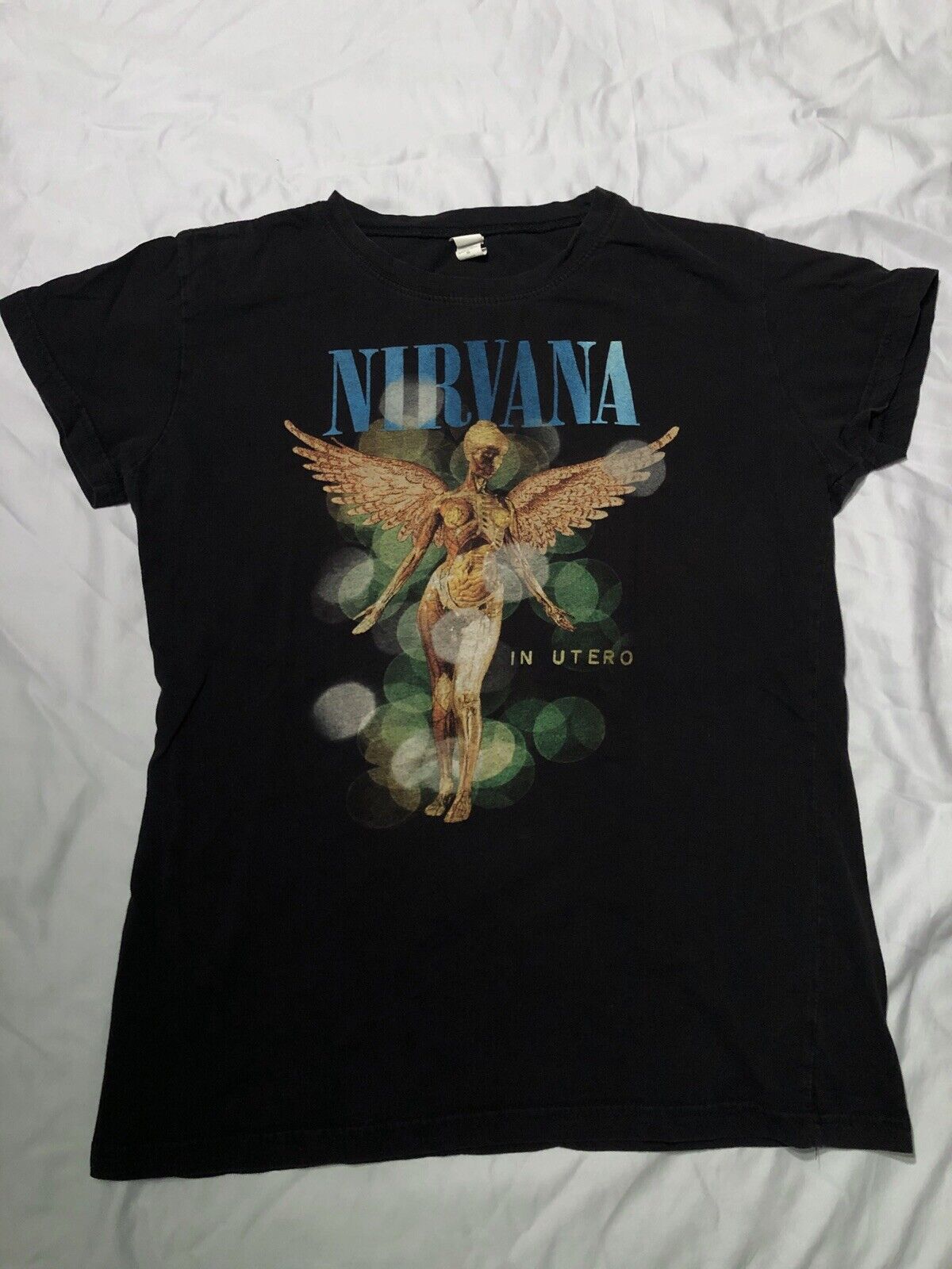 2000s Nirvana In Utero Album Artwork Band T-Shirt, Womens Black L / XL