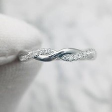 Round Twisted Eternity Engagement Ring 0.40 Ct Moissanite 14K White Gold Plated