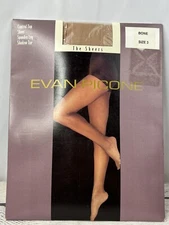 Evan Picone Sheers Size 3 Pantyhose Control Top Sheer Spandex Leg Shadow Toe